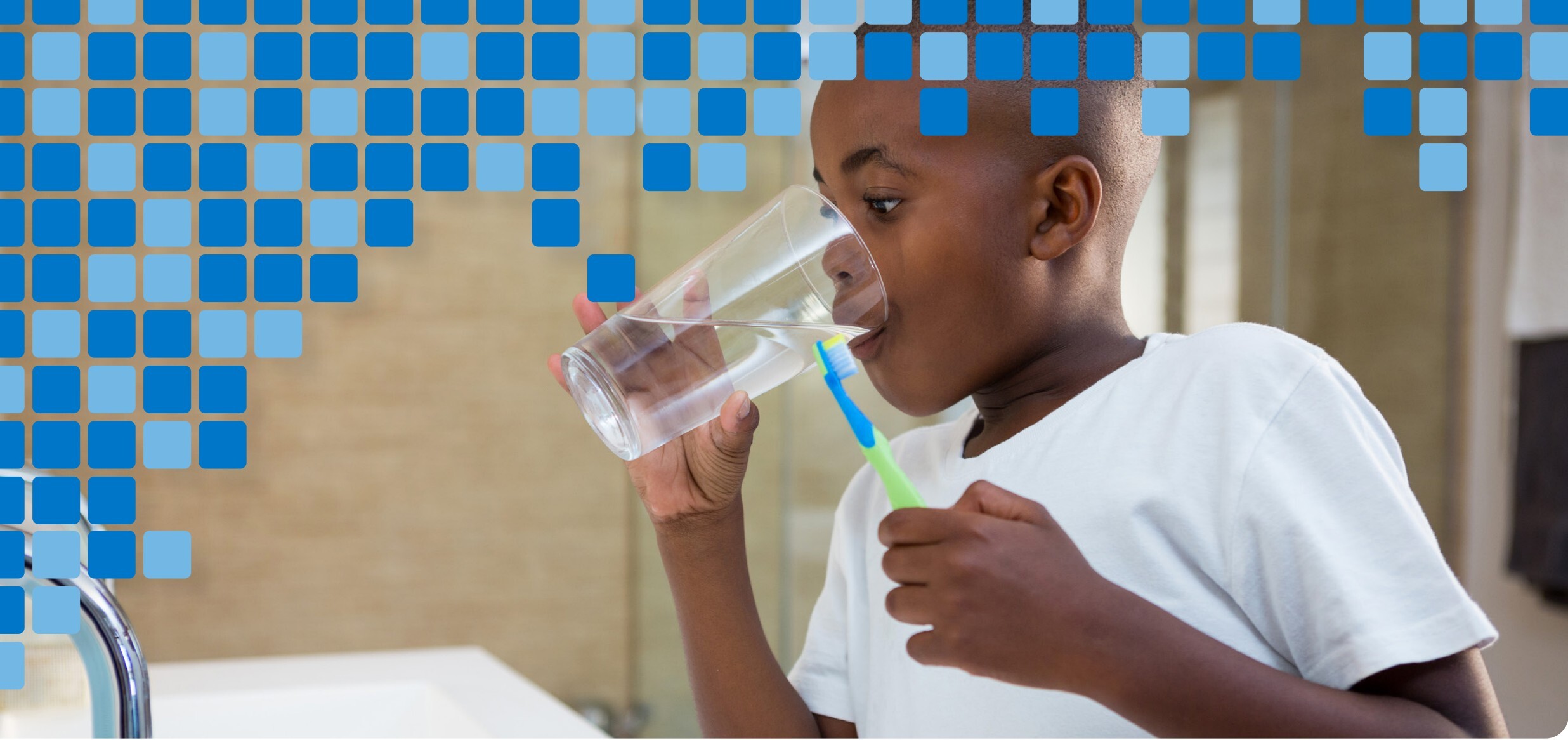 Boy drinking clean FlowPro water